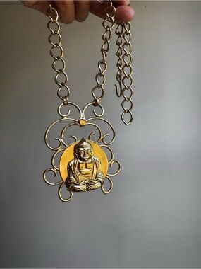 Rare Vintage One of a Kind Gold-Tone Buddha Medallion Pendant Necklace